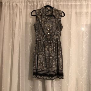 Black & Cream Alfani Dress, Gold Button detail